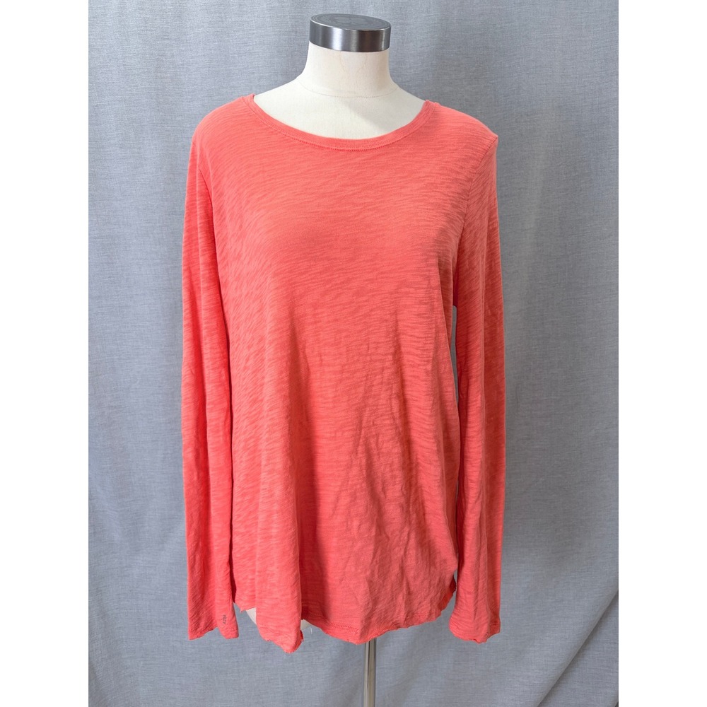 ATM Anthony Thomas Melillo Long Sleeve Slub Jersey Tee Coral Orange Large
